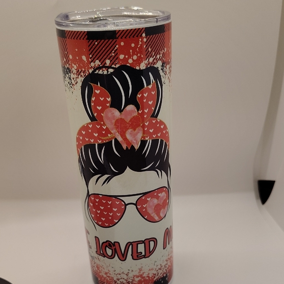 One Loved Mama Red and Black 20oz Tumbler - Picture 1 of 5